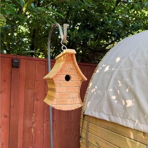 Rustic Wooden Bird House in Natural Wood